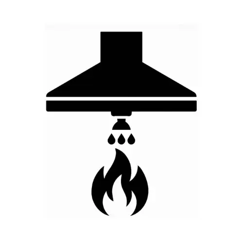 Icon of a kitchen hood venting over a flame.