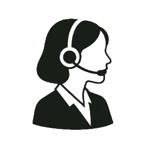 Icon of a woman wearing a headset, symbolizing customer support.